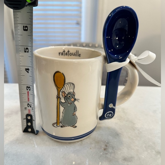 Rae Dunn Pixar LE PETIT CHEF Ratatouille Mug w/ Blue Spoon | White & Blue Mug - Picture 6 of 9